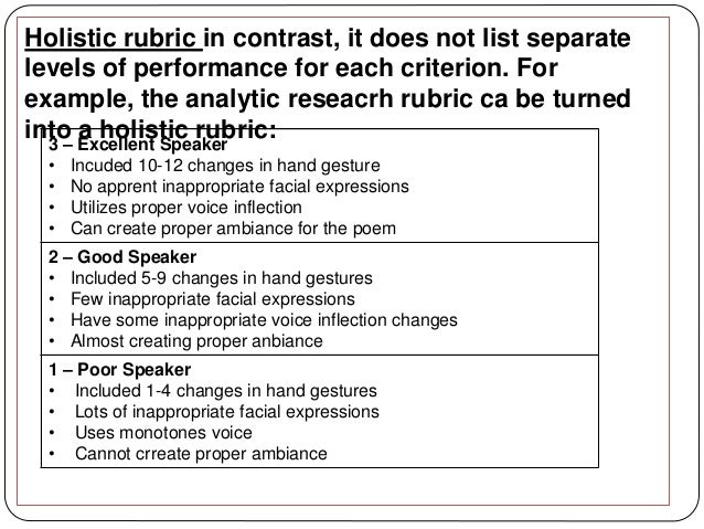 Holistic rubric for essays