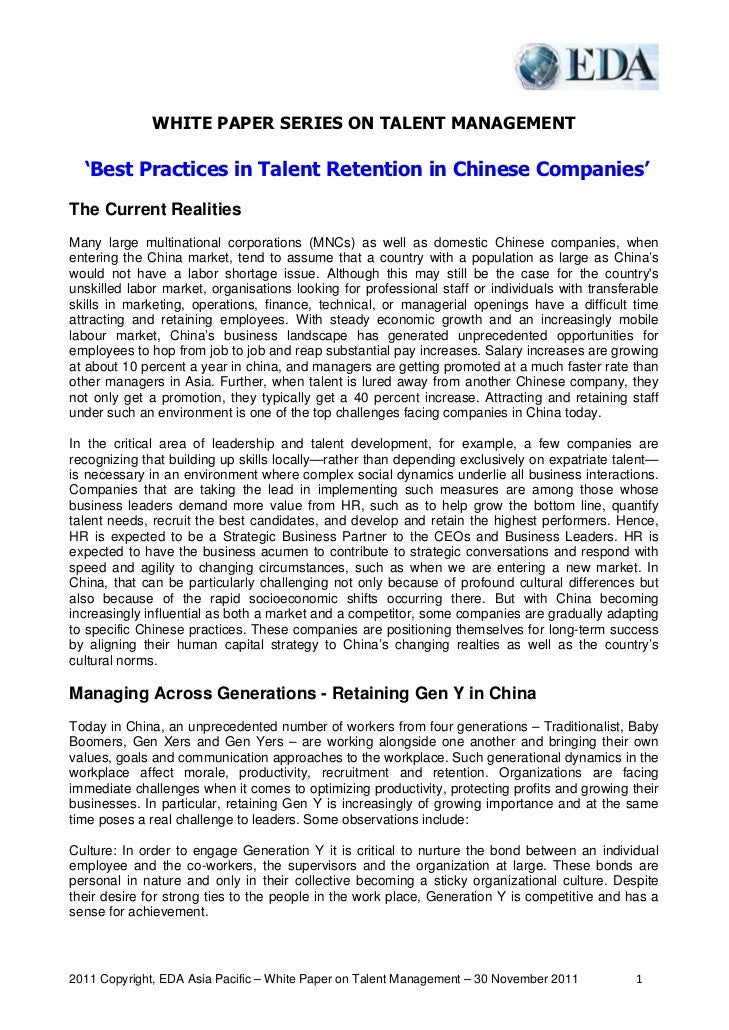 Research paper talent retention /