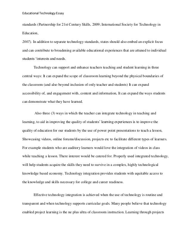 Ielts essay on technology in education