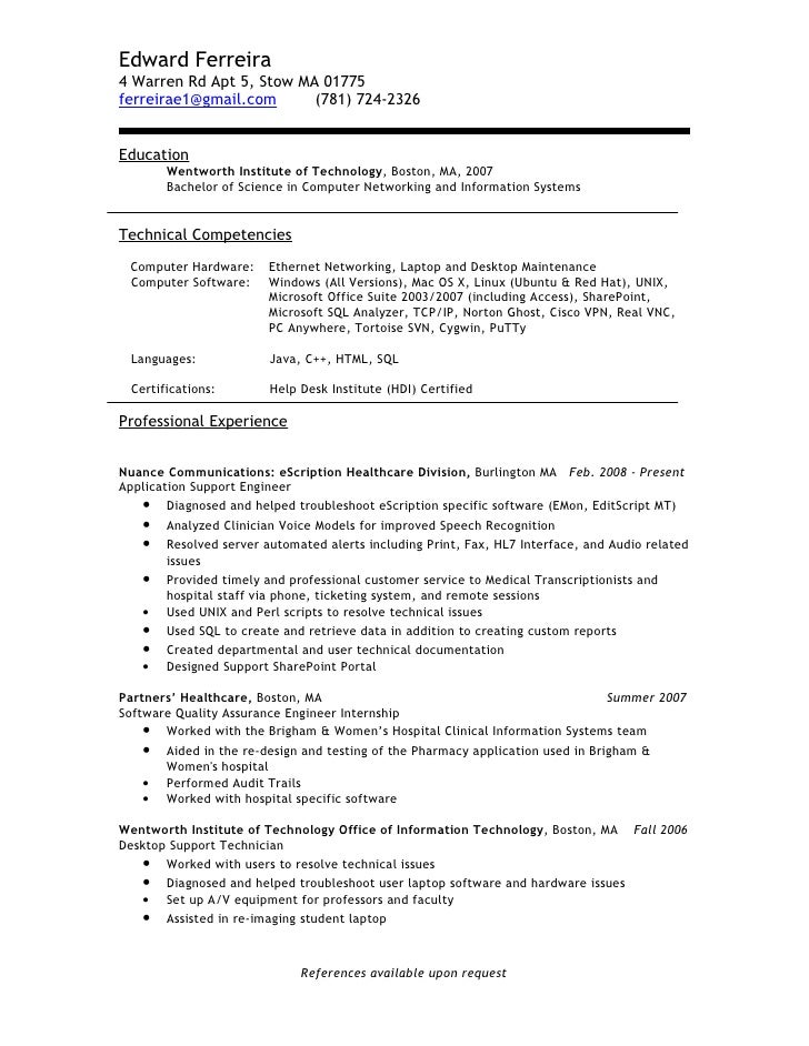 desktop support engineer resume samples