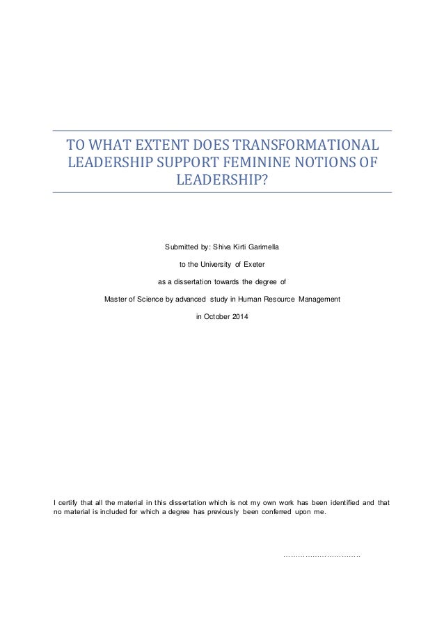Dissertation topics in transformational leadership