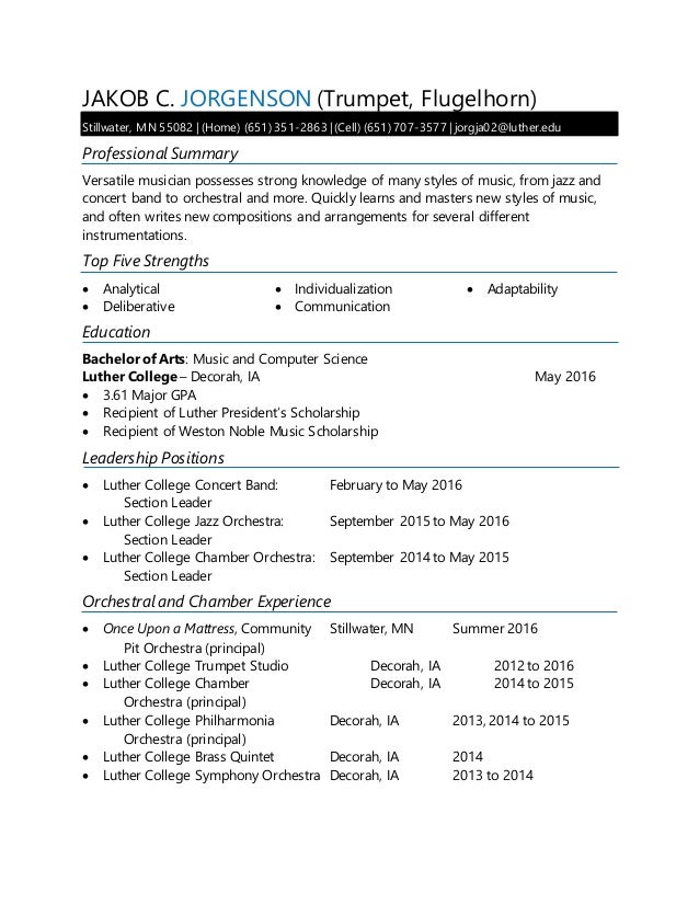 profile section in resume