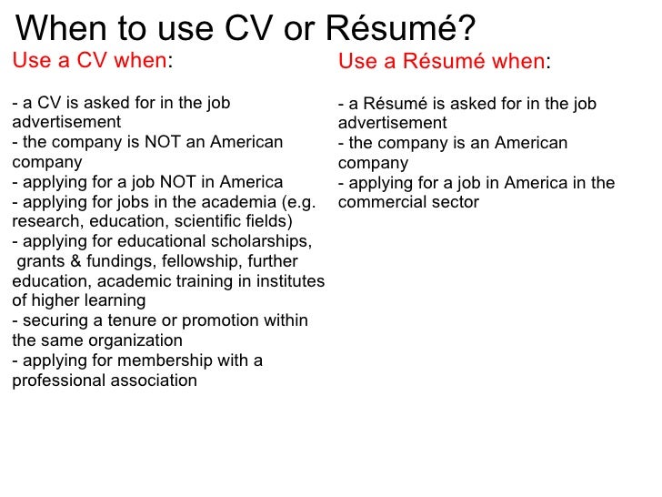 is cv and resume the same