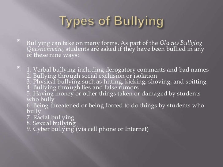 types of bullying essay