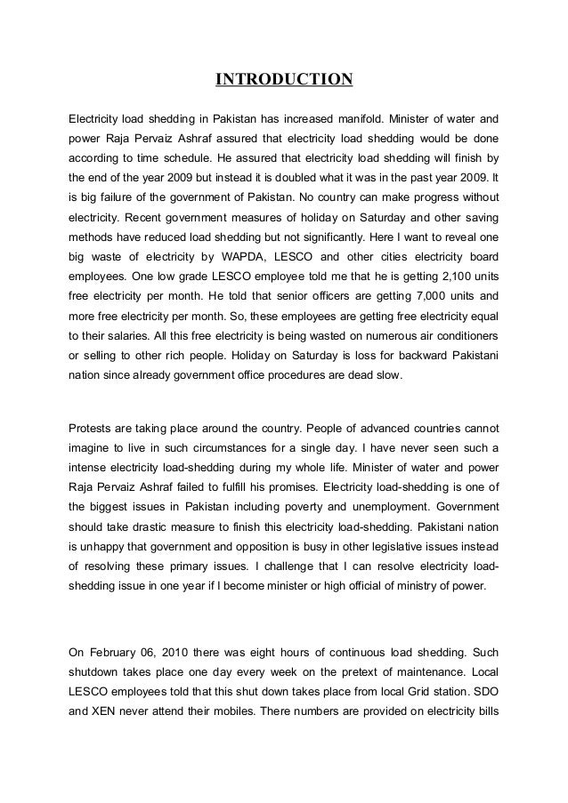 Free essays on effects of load shedding in pakistan 