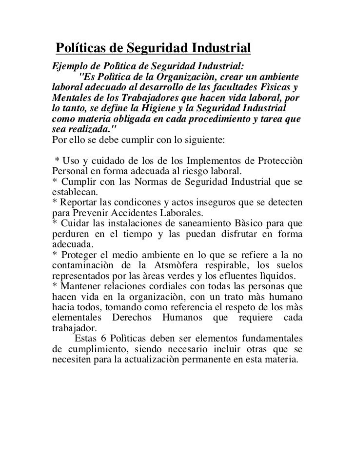 Ejemplo 2 politica de seguridad Ejemplo 2 politica de seguridad