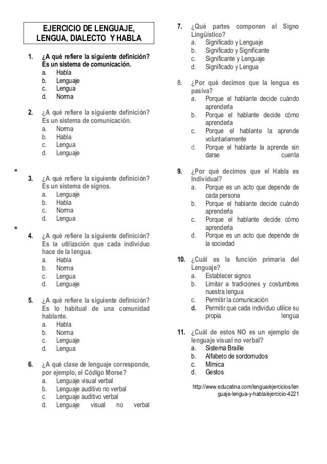 EJERCICIO LENGUA ejercicio lengua: