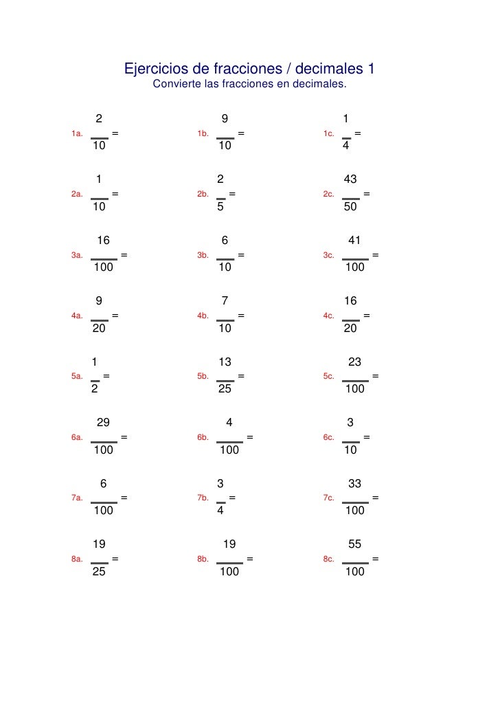 EJERCICIOS DE FRACCIONES 5 ejercicios de fracciones 5: