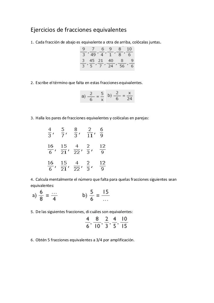 EJERCICIOS DE FRACCIONES 5 ejercicios de fracciones 5: