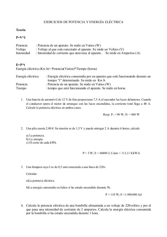 EJERCICIOS DE POTENCIA ejercicios de potencia: