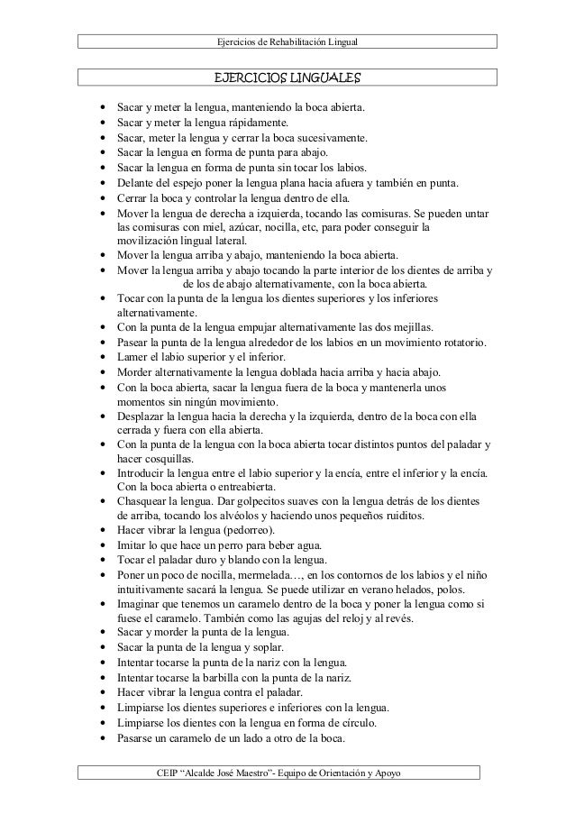 Ejercicios linguales