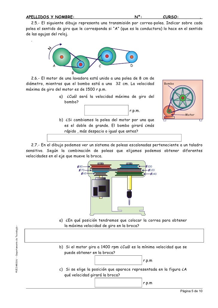 Ejercicios mecanismos 2º