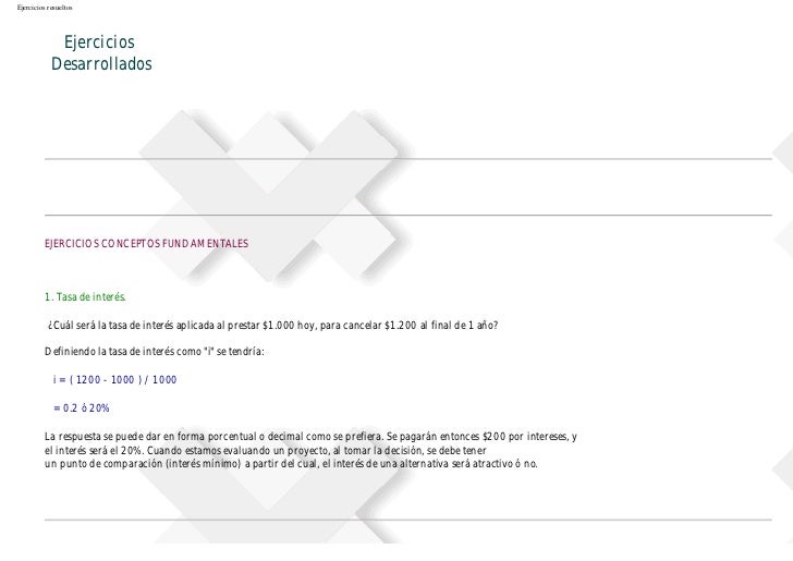 EJERCICIOS RESUELTOS DE MATEMATICA FINANCIERA ejercicios resueltos de matematica financiera: