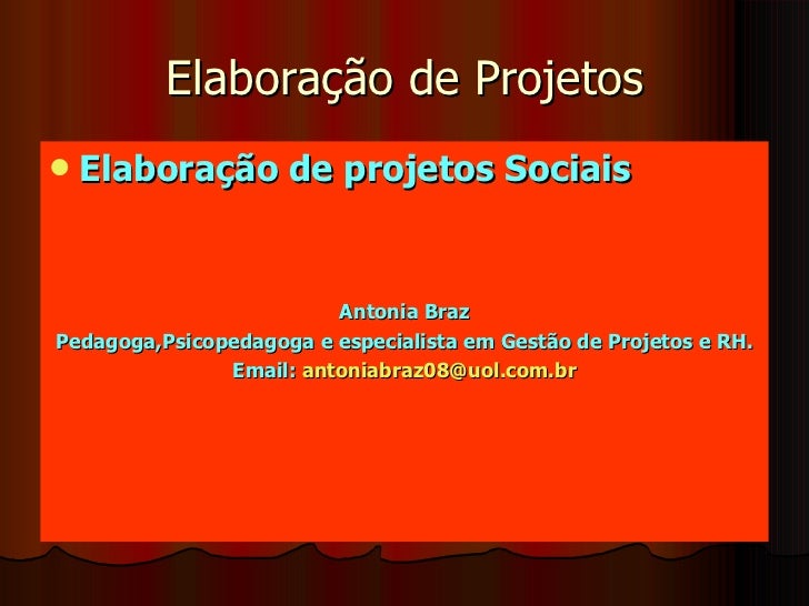Curso de elaboracao de projetos sociais