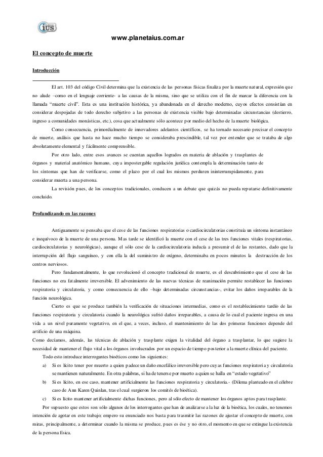 CONCEPTO DE MUERTE concepto de muerte: