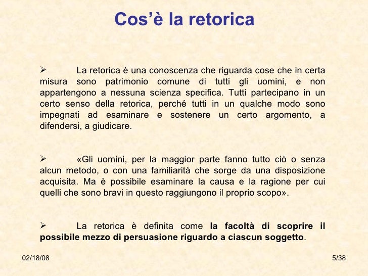 Elementi Di Retorica Aristotelica