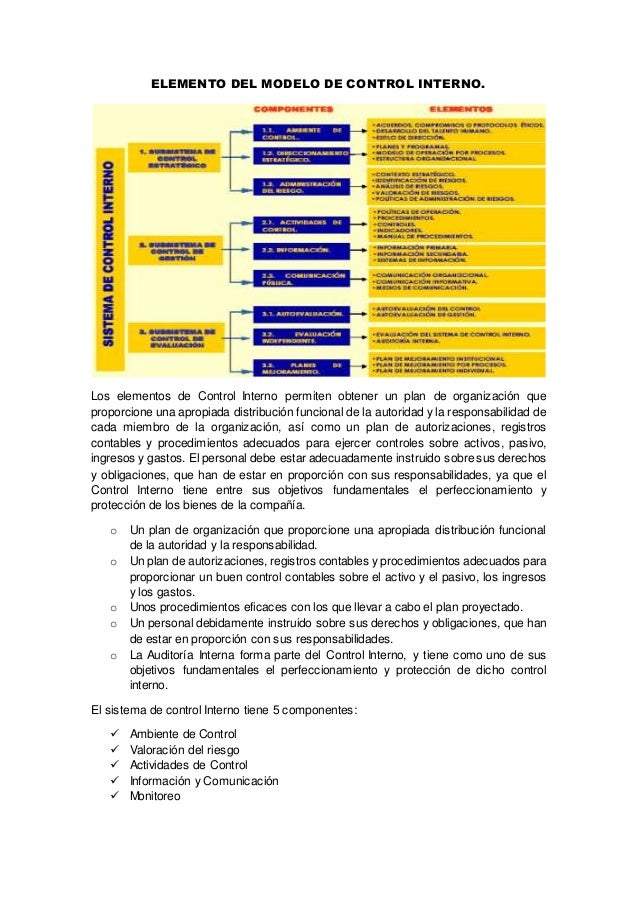 5 ELEMENTO CONTROL INTERNO 5 elemento control interno: