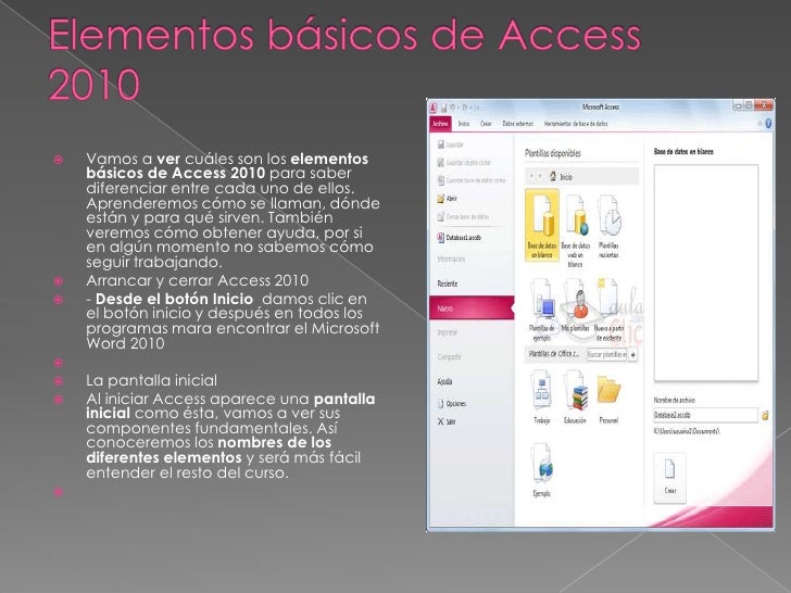 Elementos básicos de access 2010