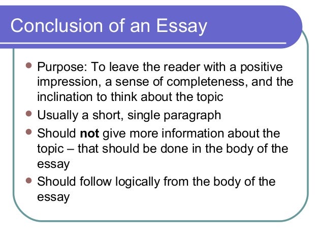 Purposes of the elements of an essay