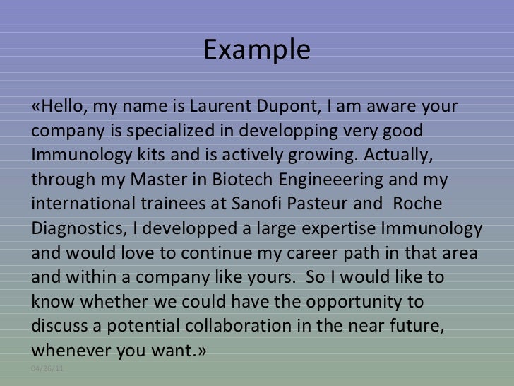 elevator pitch example for business