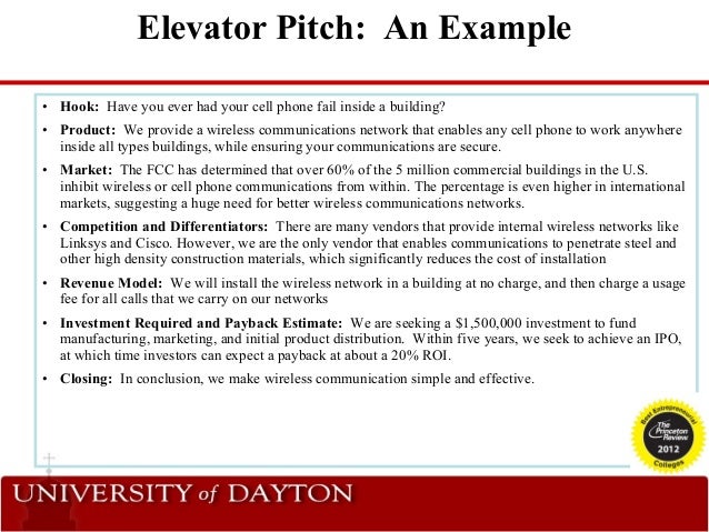 elevator pitch samples