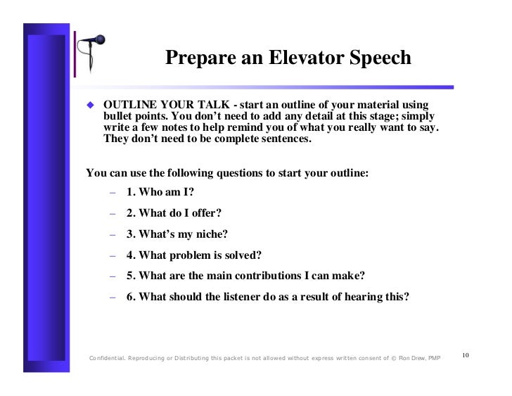 elevator speech template