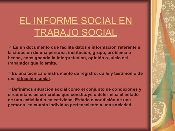 El informe social en trabajo social