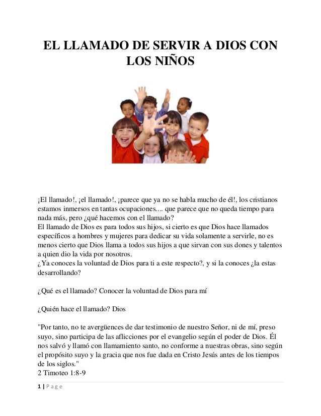 EL LLAMADO DE DIOS el llamado de dios: