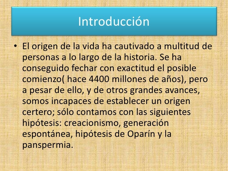 El origen de la vida