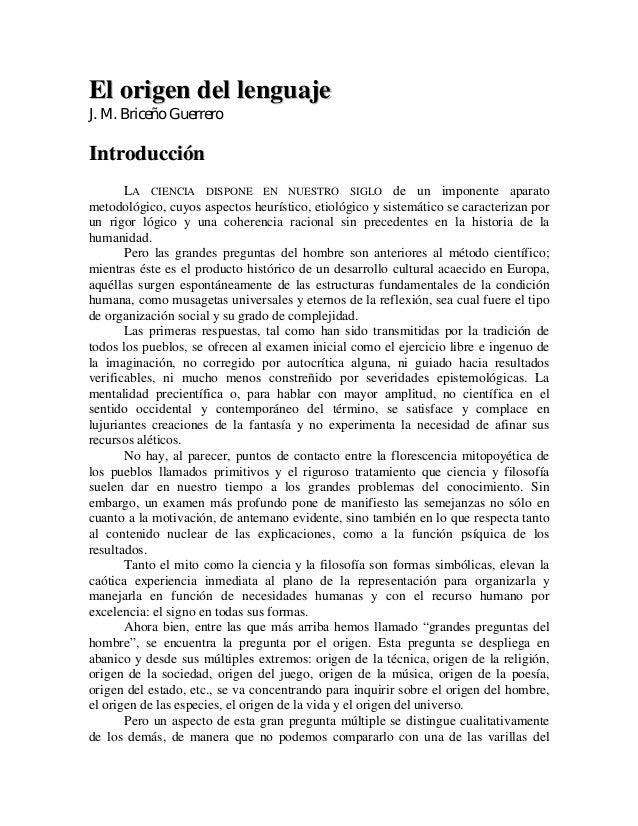 EL LENGUAJE ORIGEN el lenguaje origen: