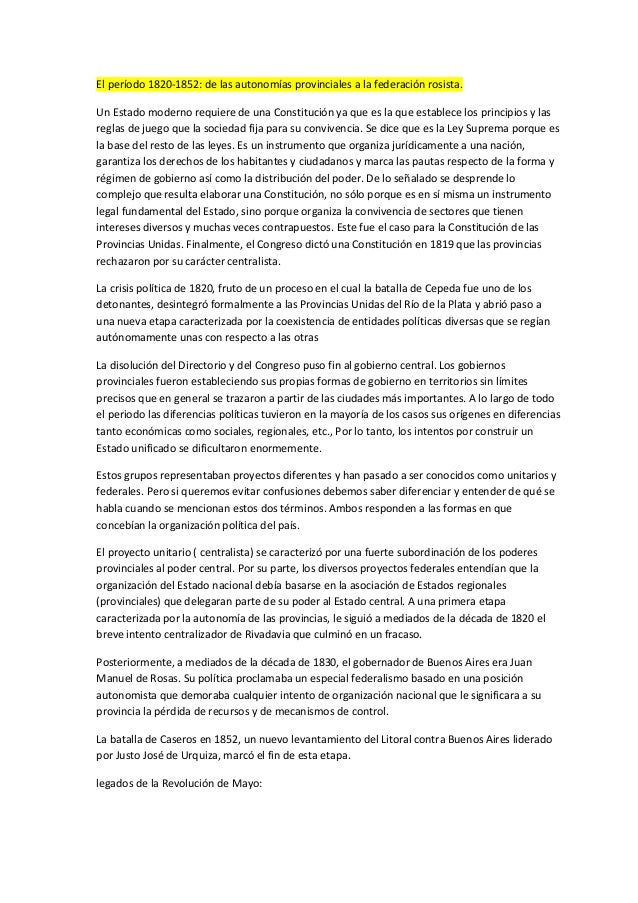 El período 1820 1852 Argentina
