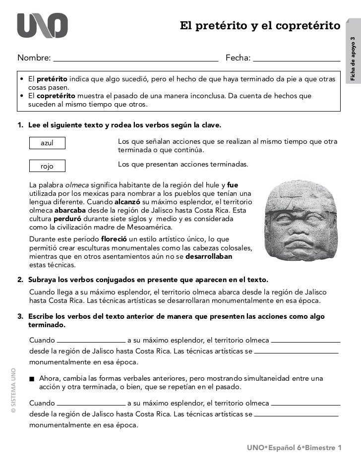 Verbos En Preterito Y Copreterito