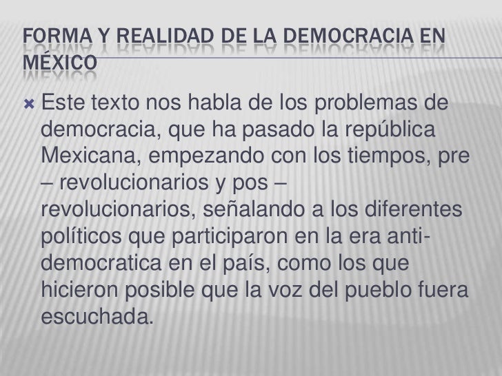 El Proceso De La Democracia En Mexico El Proceso De La Democracia En Mexico