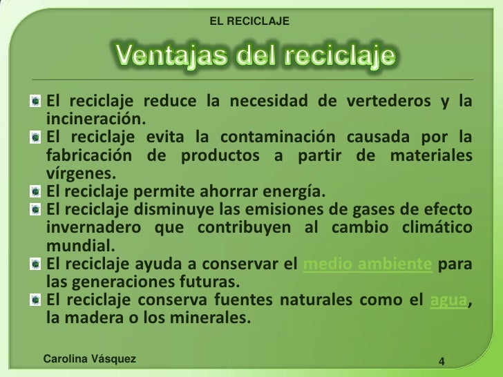 El reciclaje El reciclaje