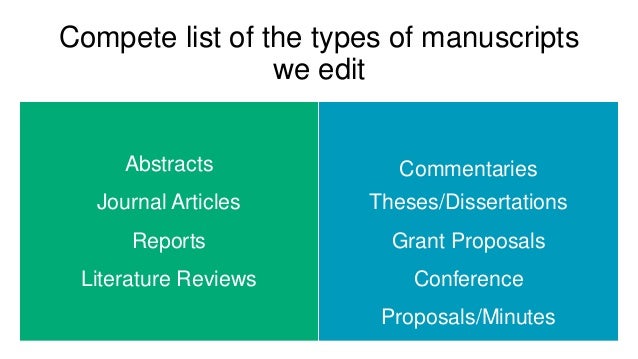 types of manuscript editing types of manuscript editing