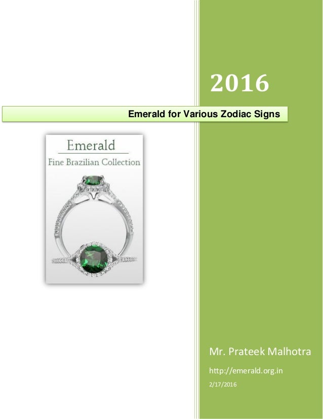 Emerald gemstone for various zodiac signs