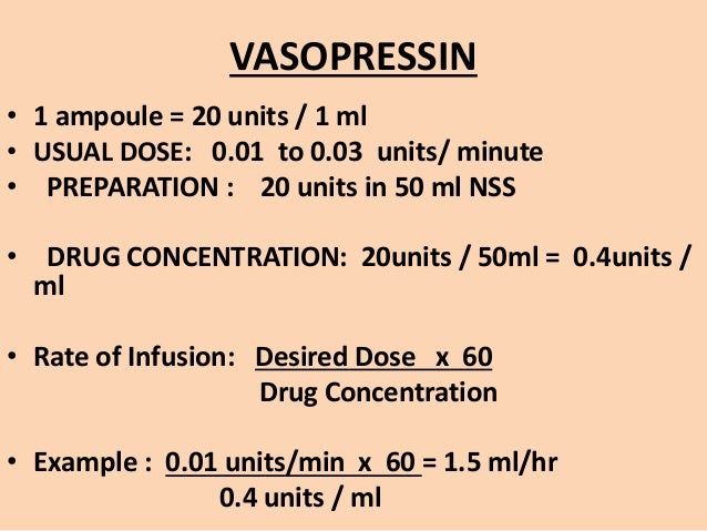 emergency drugs vasopressin drip rate chart