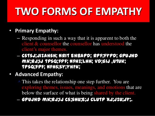 the effect of perception on levels of empathy Effect of postural congruence on clients perception of on clients perception of counselor empathy on judged levels of counselor warmth and empathy. the effect of perception on levels of empathy Effect of postural congruence on clients perception of on clients perception of counselor empathy on judged levels of counselor warmth and empathy.