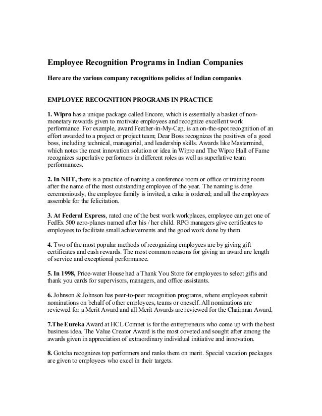 Purpose Of Reward And Recognition Programs