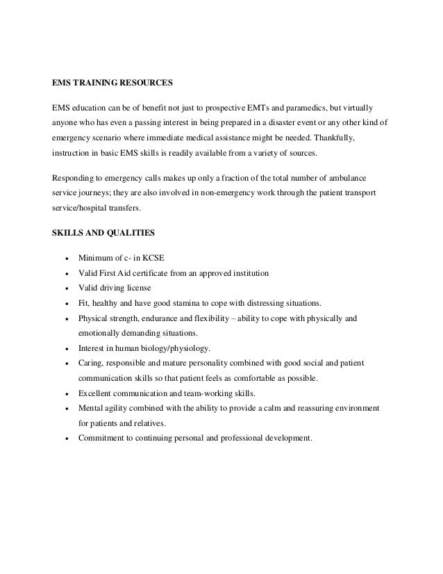emt and paramedic training letter of recommendation for paramedic