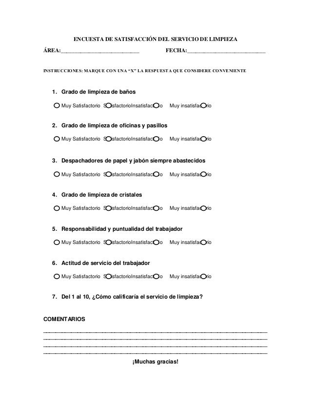 ENCUESTA CALIDAD SERVICIO encuesta calidad servicio: