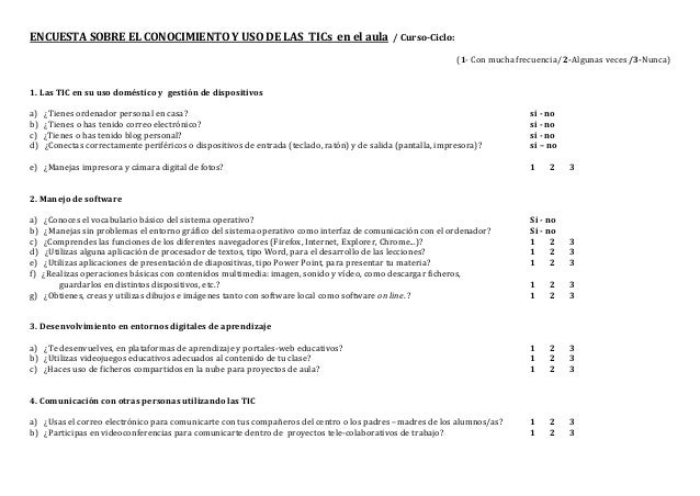 Encuesta Sobre Uso De Las Tics