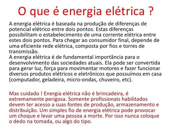 Energia elétrica Energia elétrica