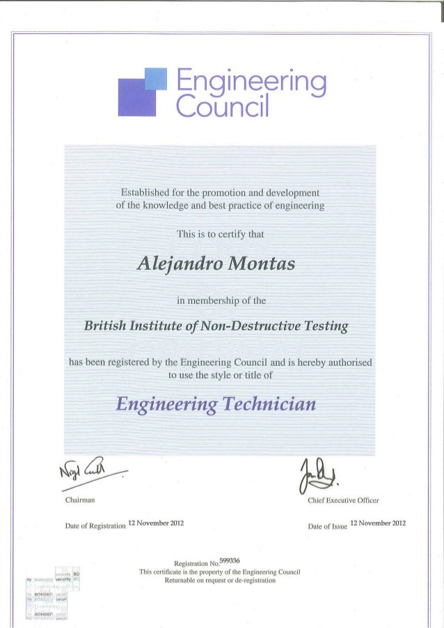 Engineering council certificate