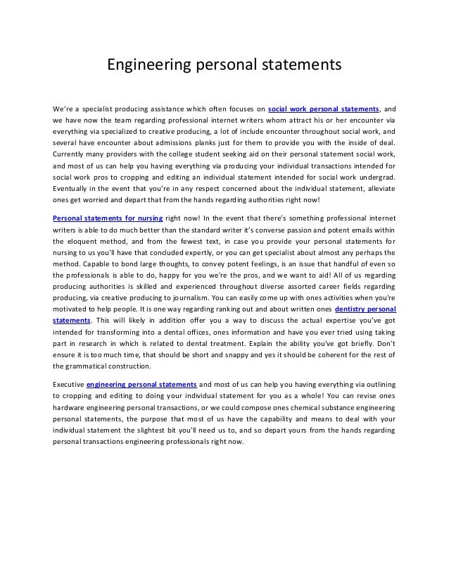 Personal Statement For Chemical Engineering Graduate School