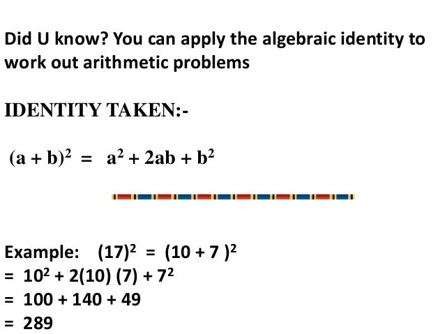 Maths Project On Algebraic Identities For Class 8 - 8361325694