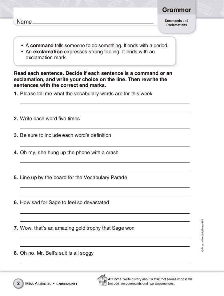 5th Grade English Worksheet Pdf