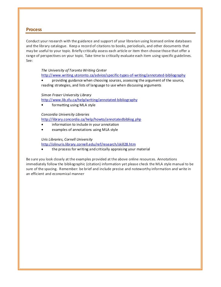 Annotated Bibliography Handout In Support Of Learning Outcomes