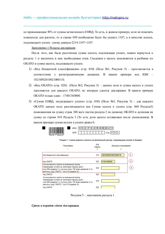 енвд отчетности бланк сдачи по