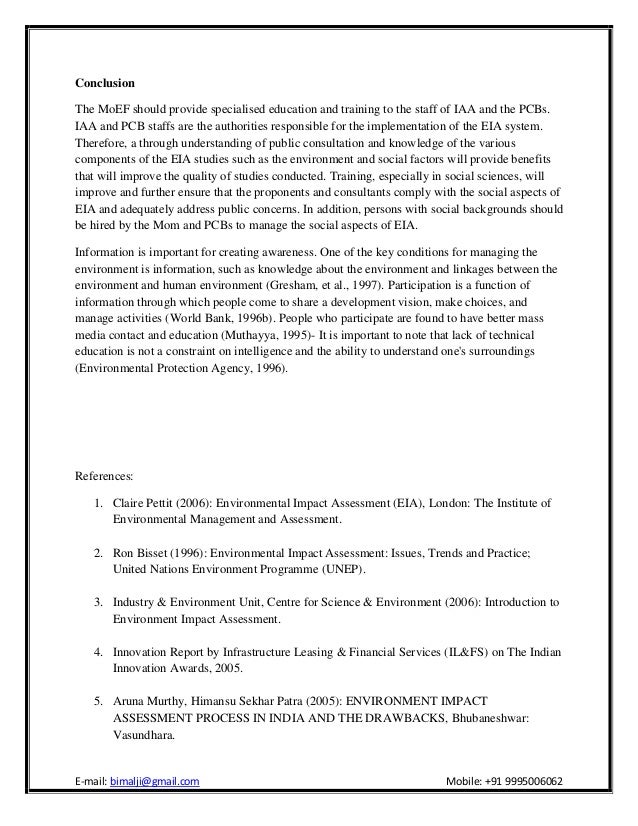 Environmental impact assessment case study examples in india